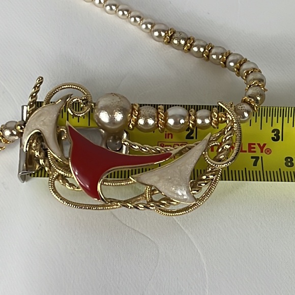 Helena Rubinstein Vintage Gold Tone Beaded Necklace Signed HR Paris. - Picture 8 of 14